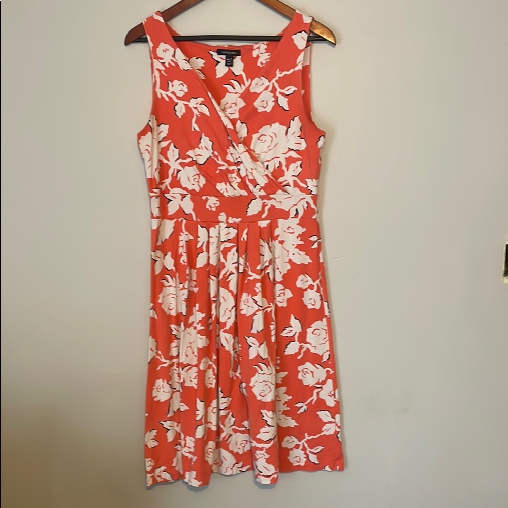 Land’s End Floral Sleeveless Dress in Orange and White